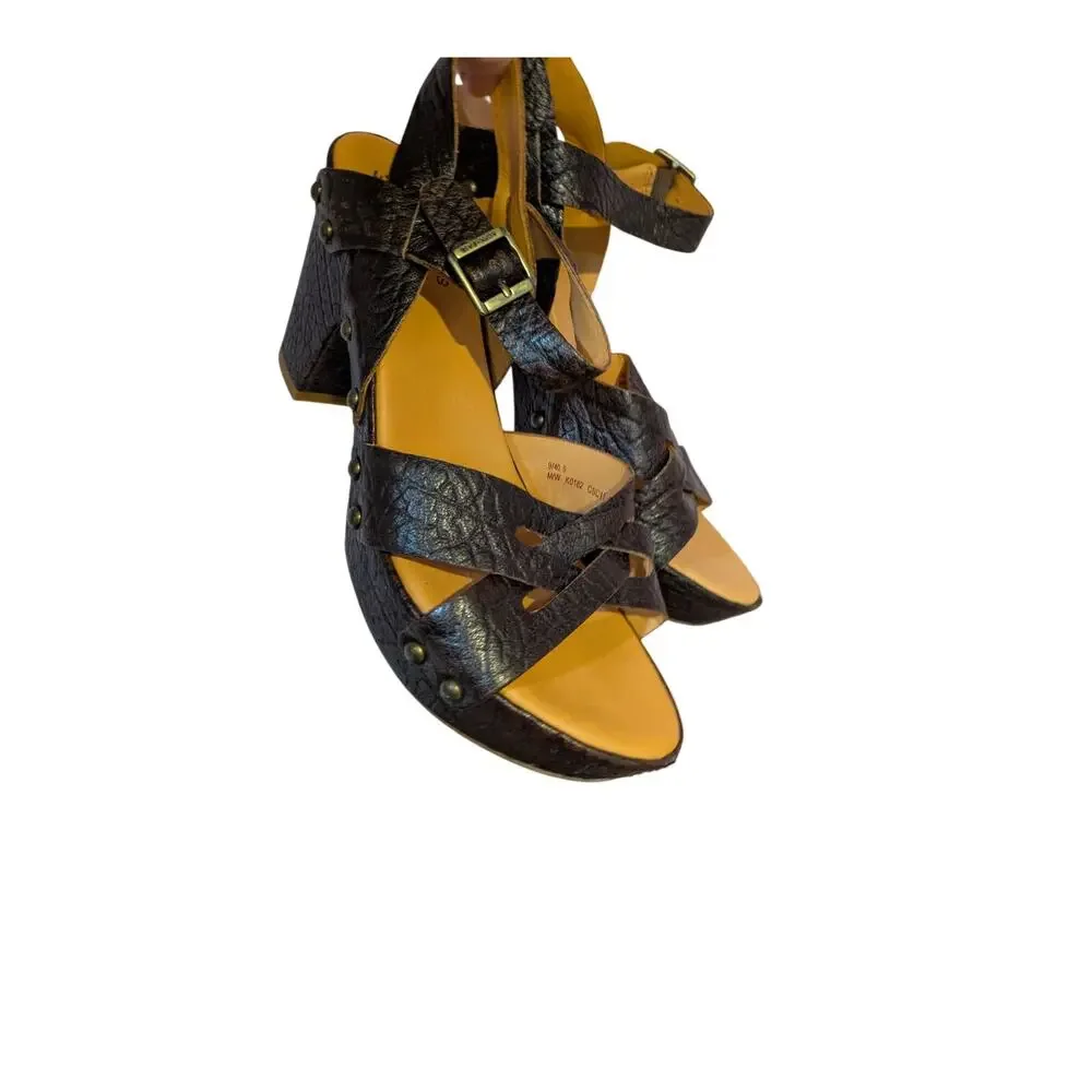 Korks by Kork-Ease Bagley  Heeled Sandal  Leather Buckle Size 9